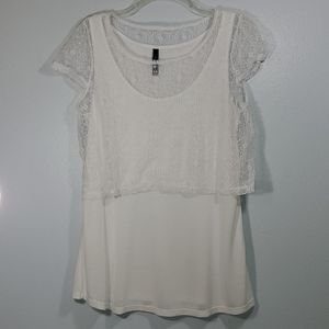 eric + lani White Tank Top and Lace Top Sz Medium